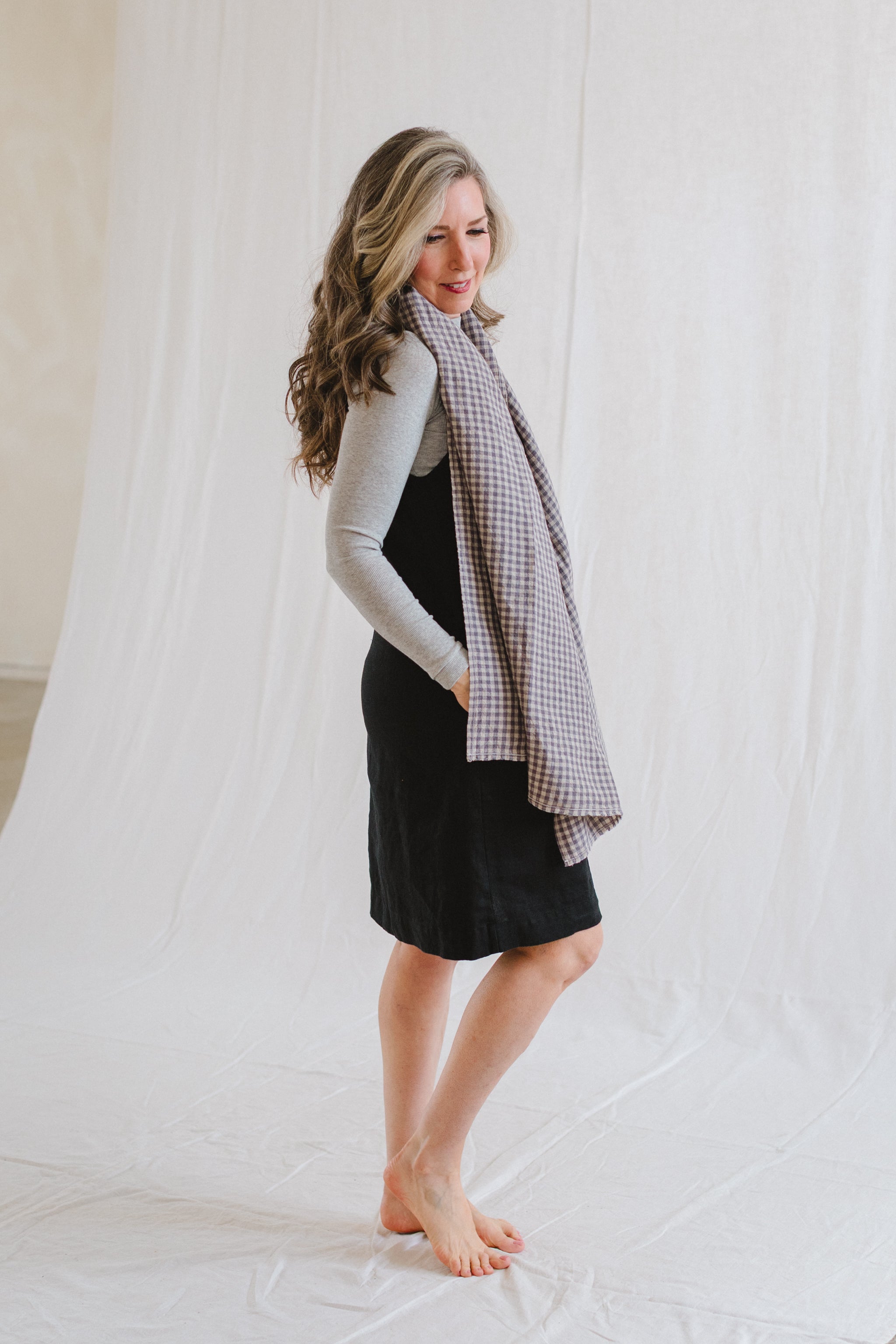 Gingham Linen Scarf