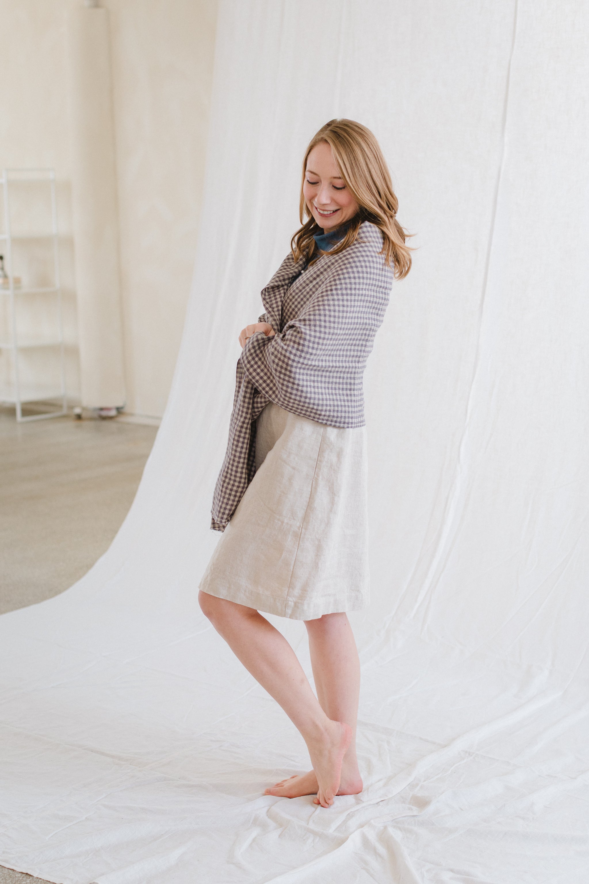 Gingham Linen Scarf