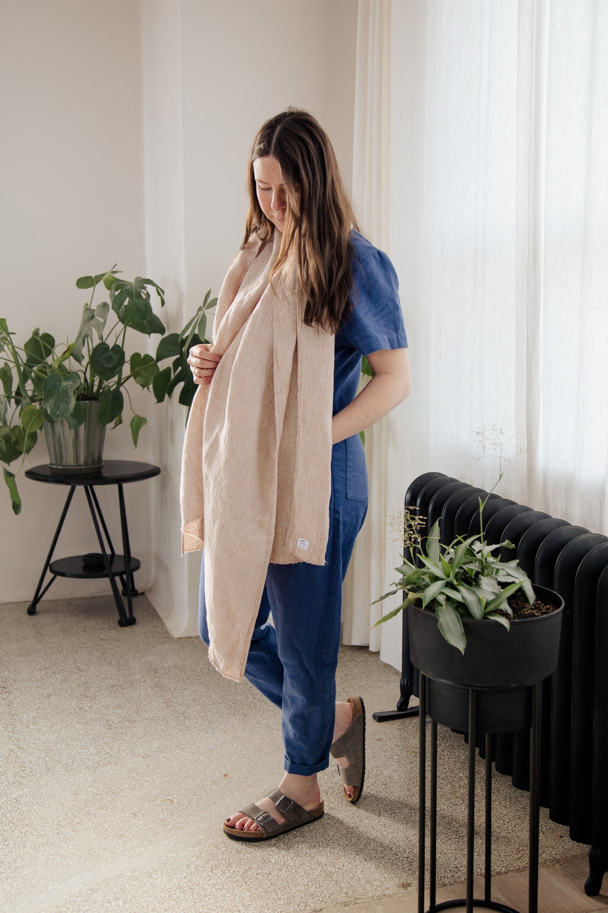 Herringbone Linen Scarf - cedarandvine