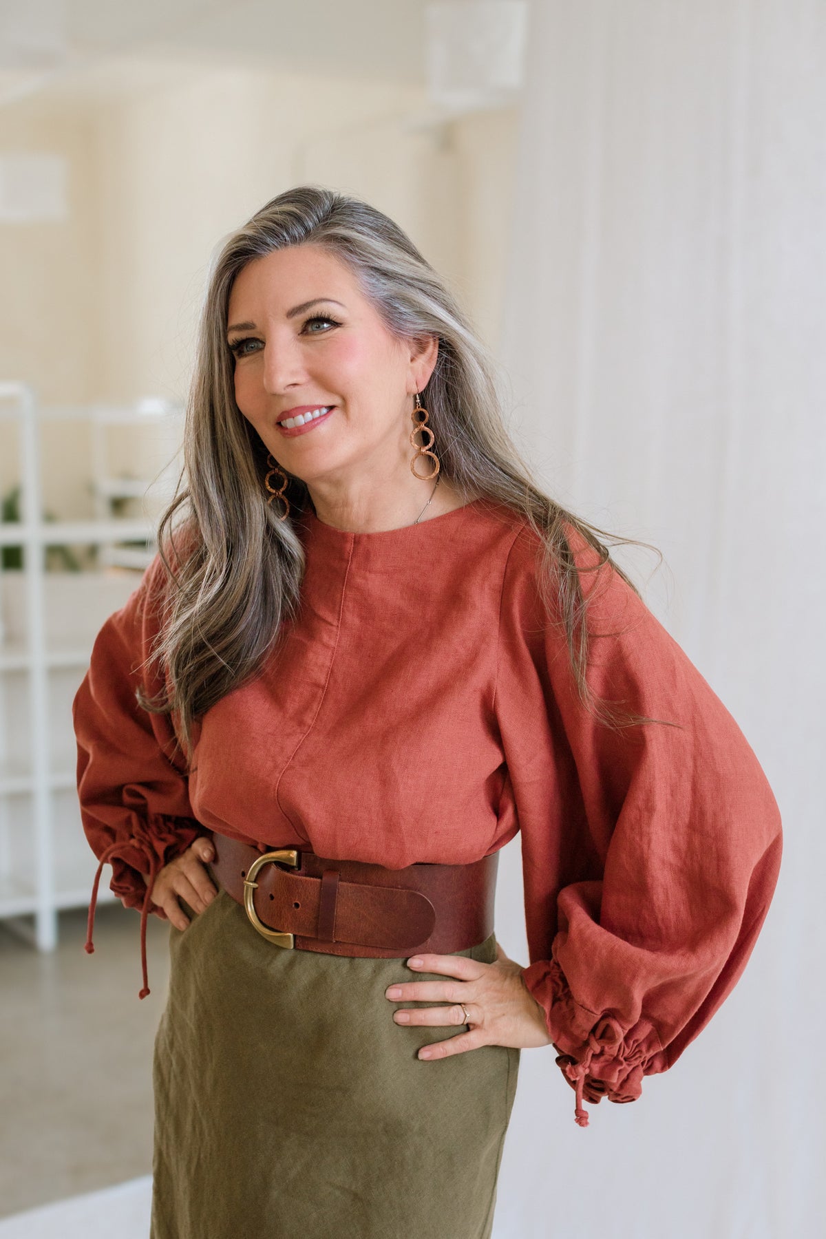 Key-Hole Bishop Blouse