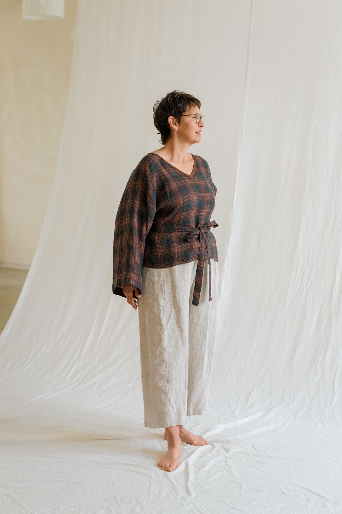 Plaid Kimono Top