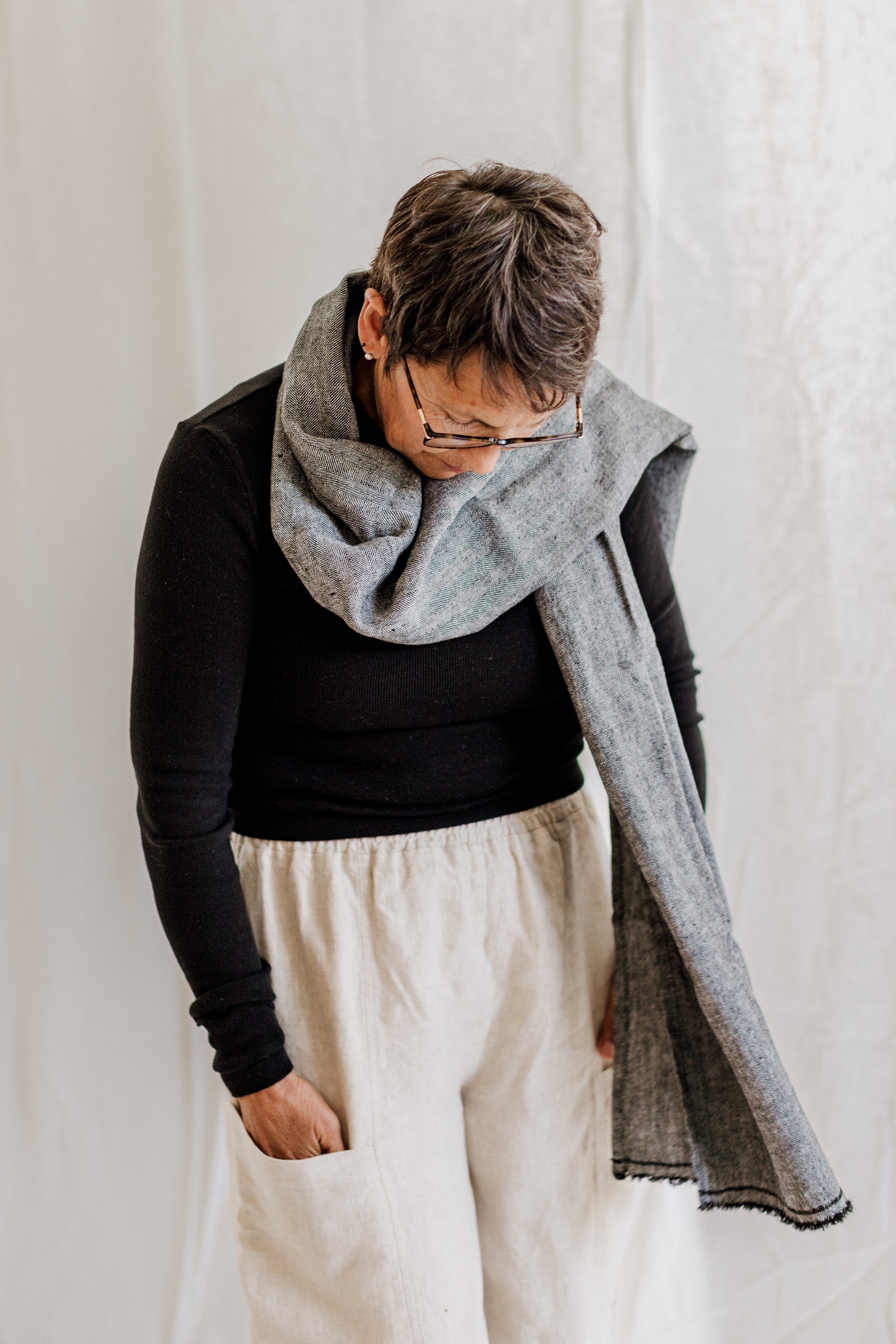 Herringbone Linen Scarf