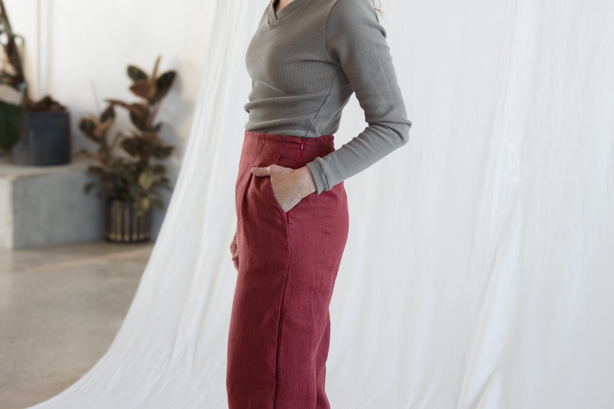 High Rise Linen Wide-leg Pants Plus Size Women Clothing -  Canada