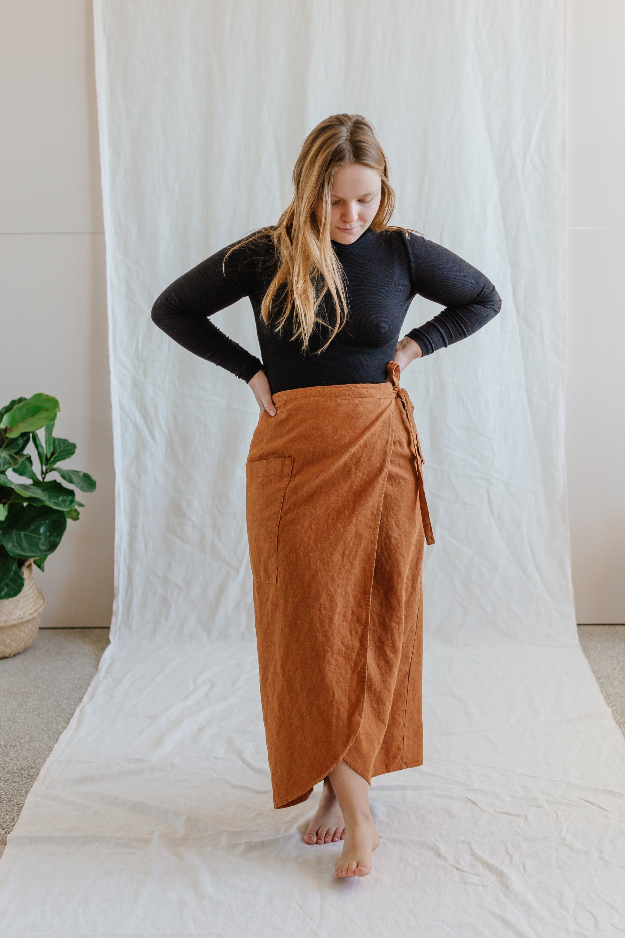 Linen Wrap Skirt - cedarandvine