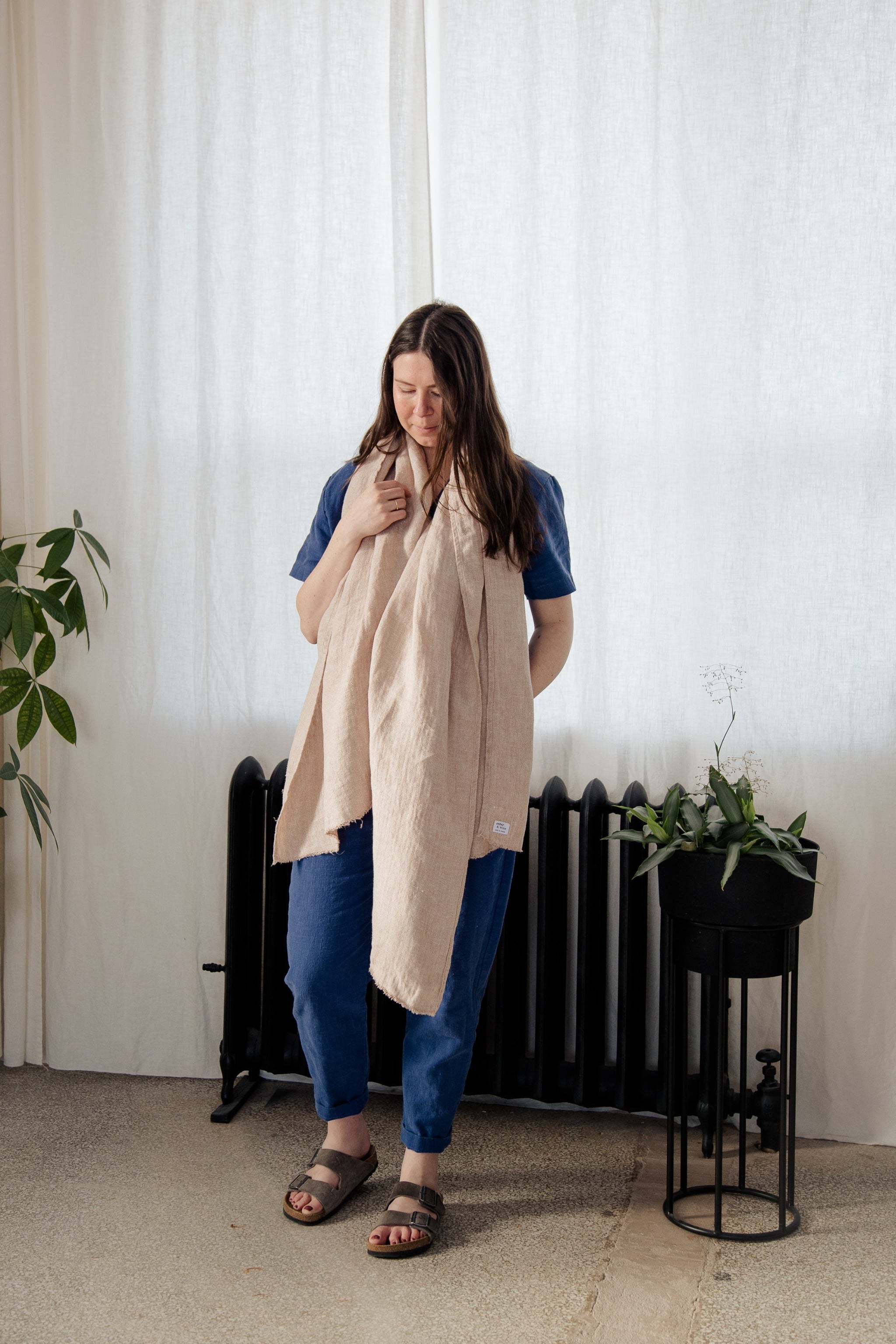 Herringbone Linen Scarf - cedarandvine