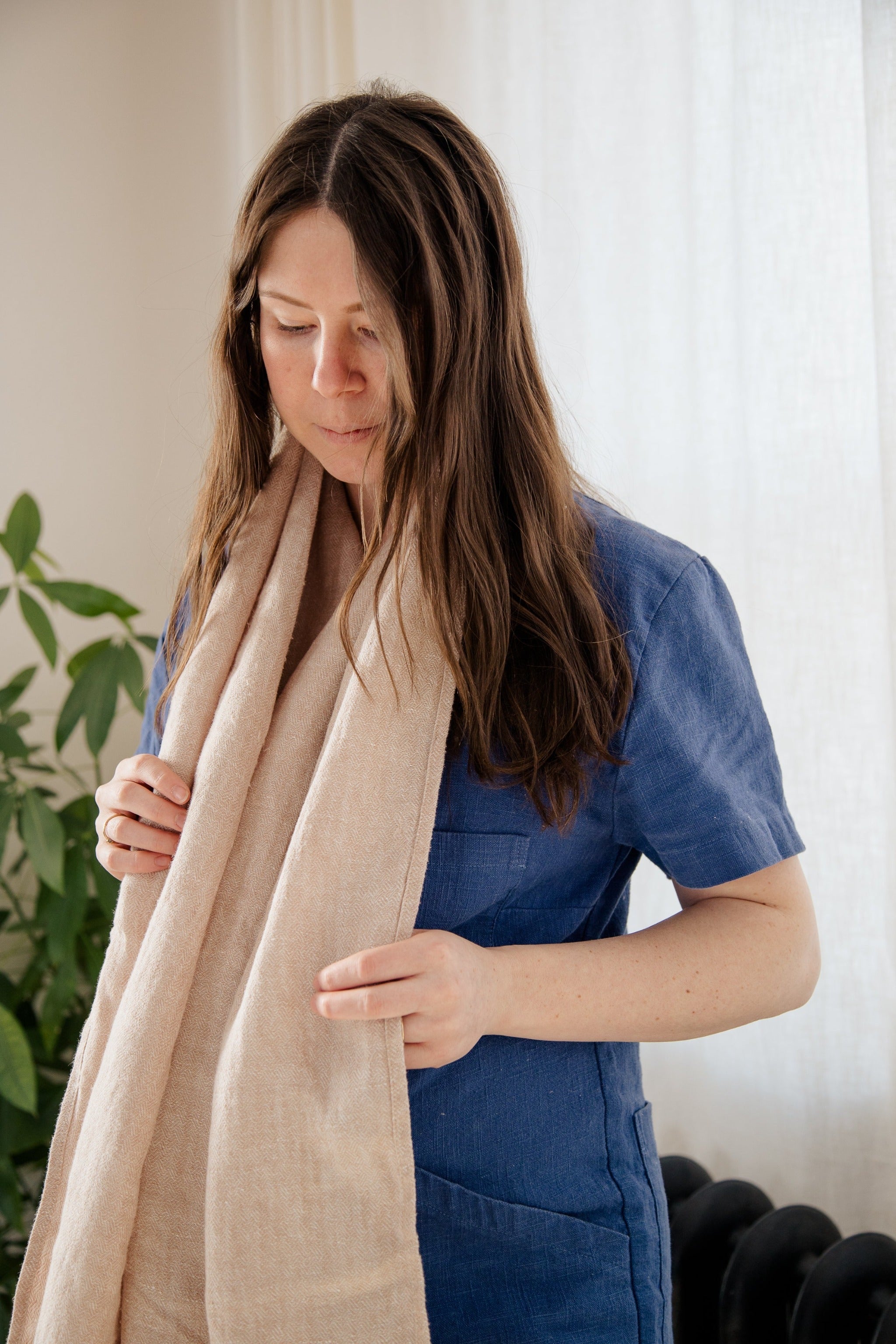 Herringbone Linen Scarf - cedarandvine