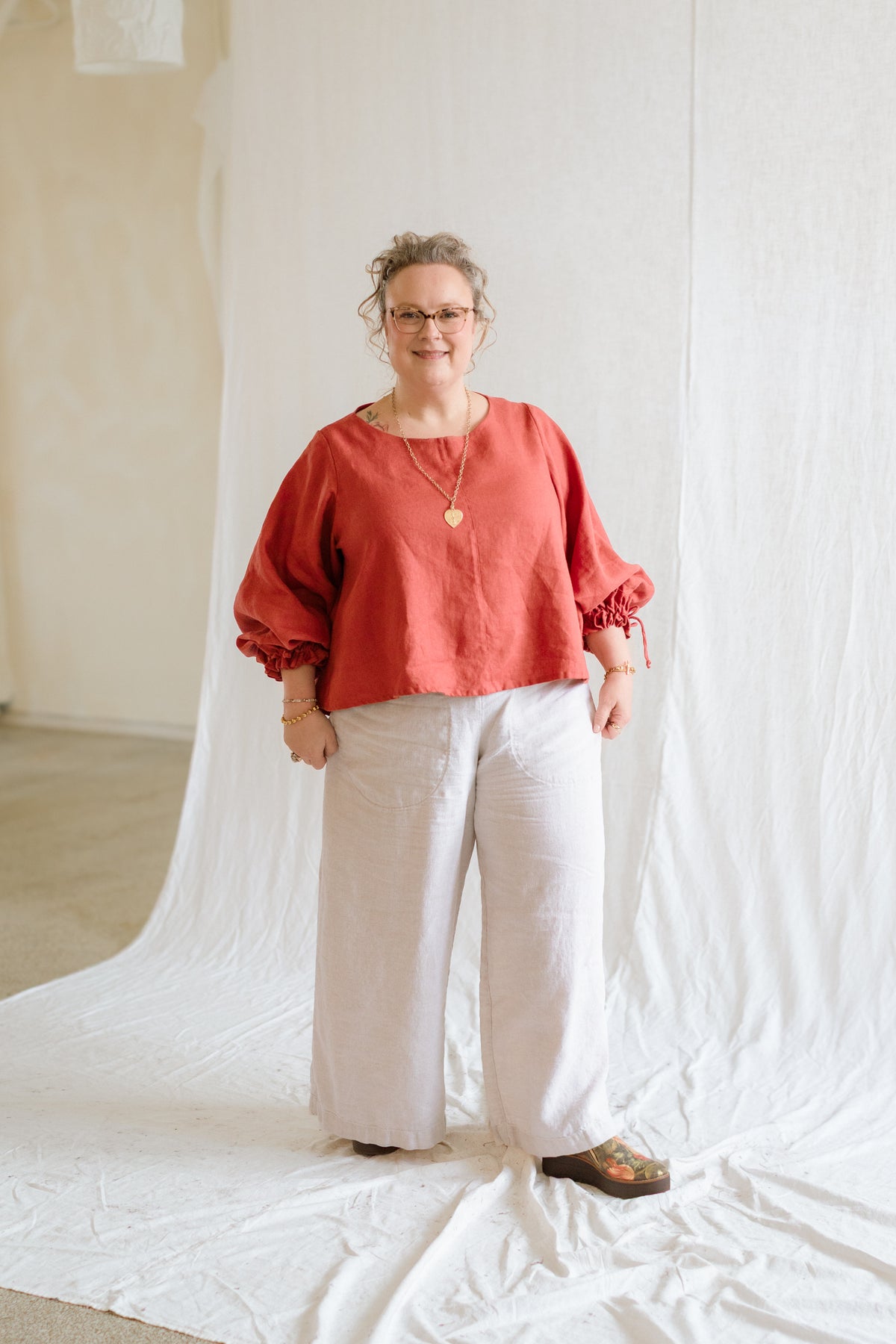 Key-Hole Bishop Blouse
