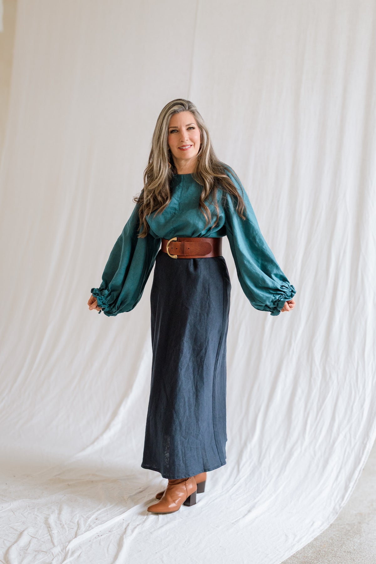 Key-Hole Bishop Blouse