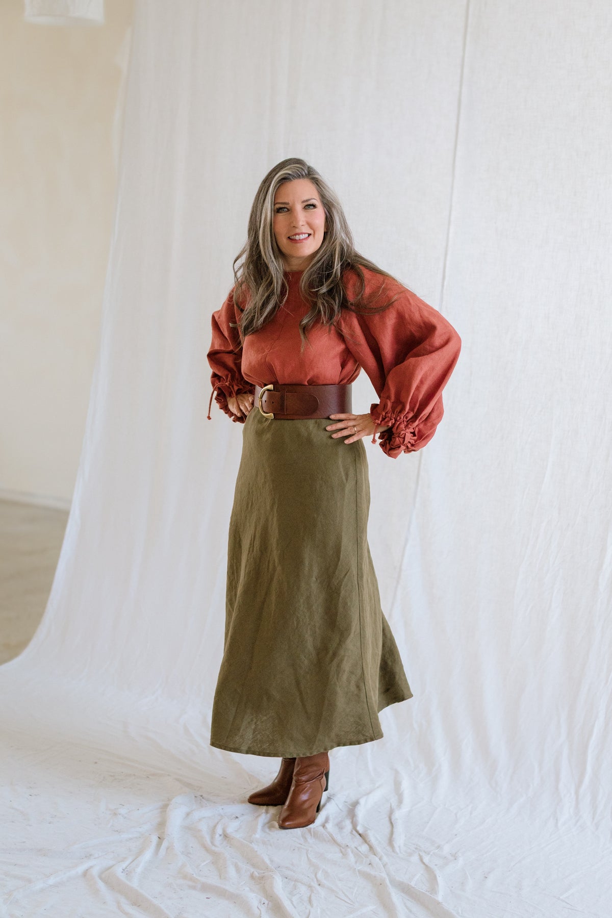 Key-Hole Bishop Blouse