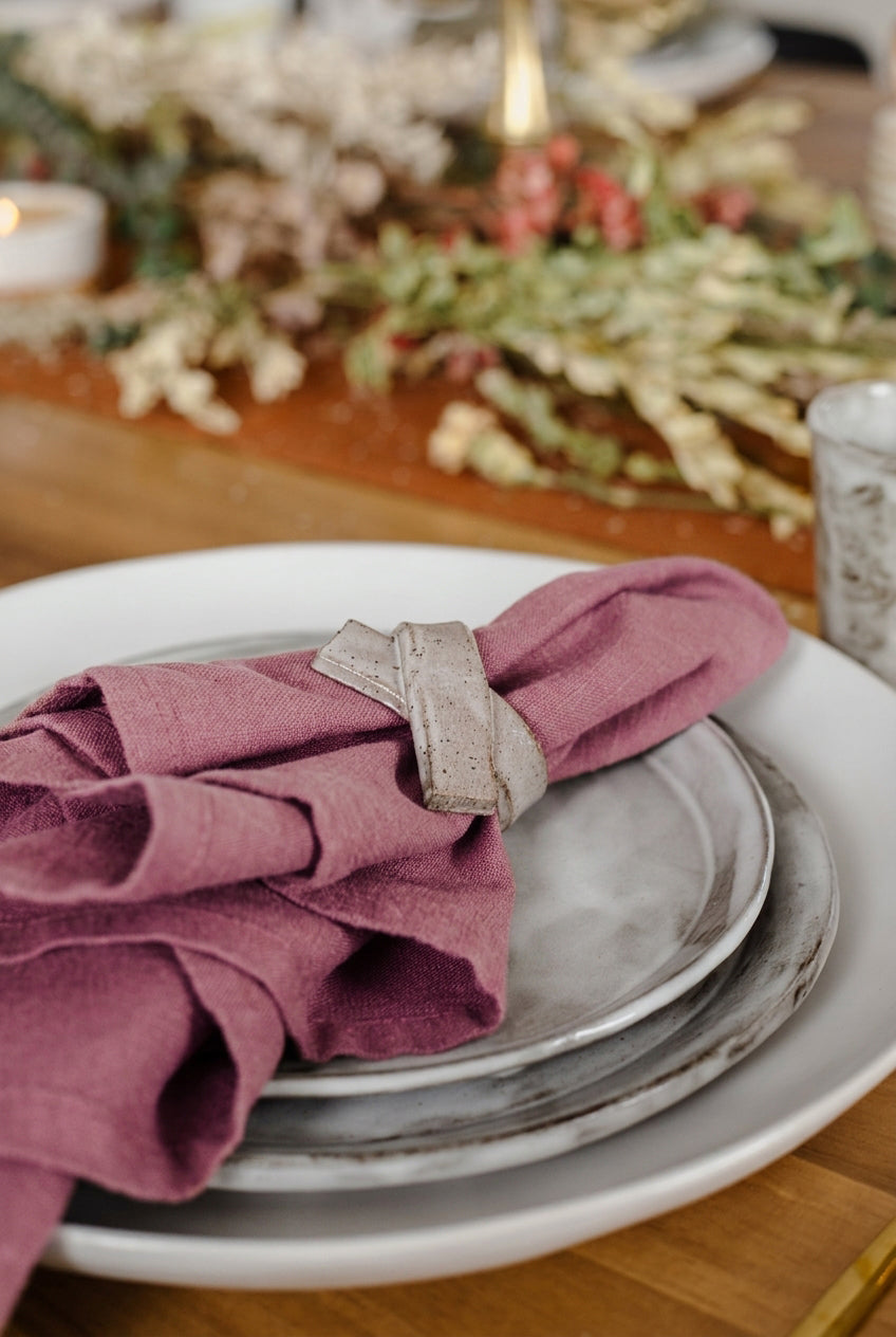 Artist Feature || Clay People Napkin Rings x Linen Napkins - cedarandvine