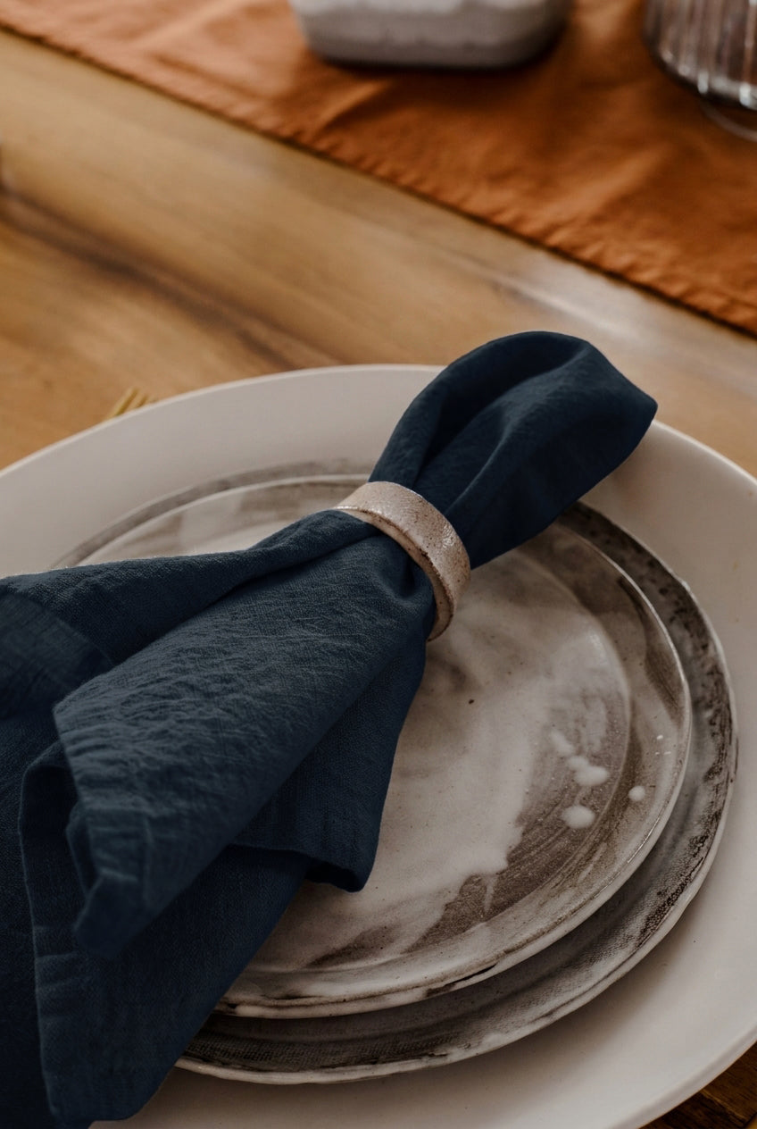 Artist Feature || Clay People Napkin Rings x Linen Napkins - cedarandvine