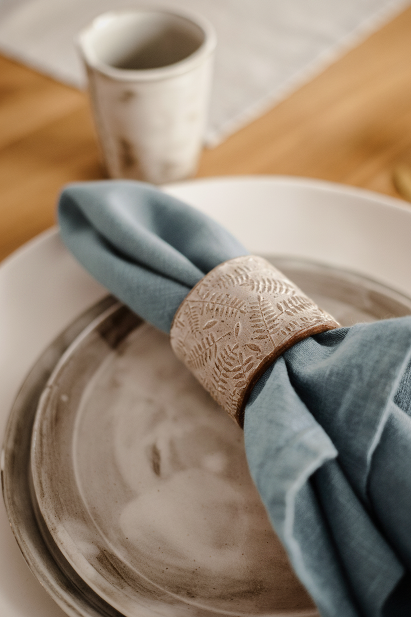 Artist Feature || Clay People Napkin Rings x Linen Napkins - cedarandvine