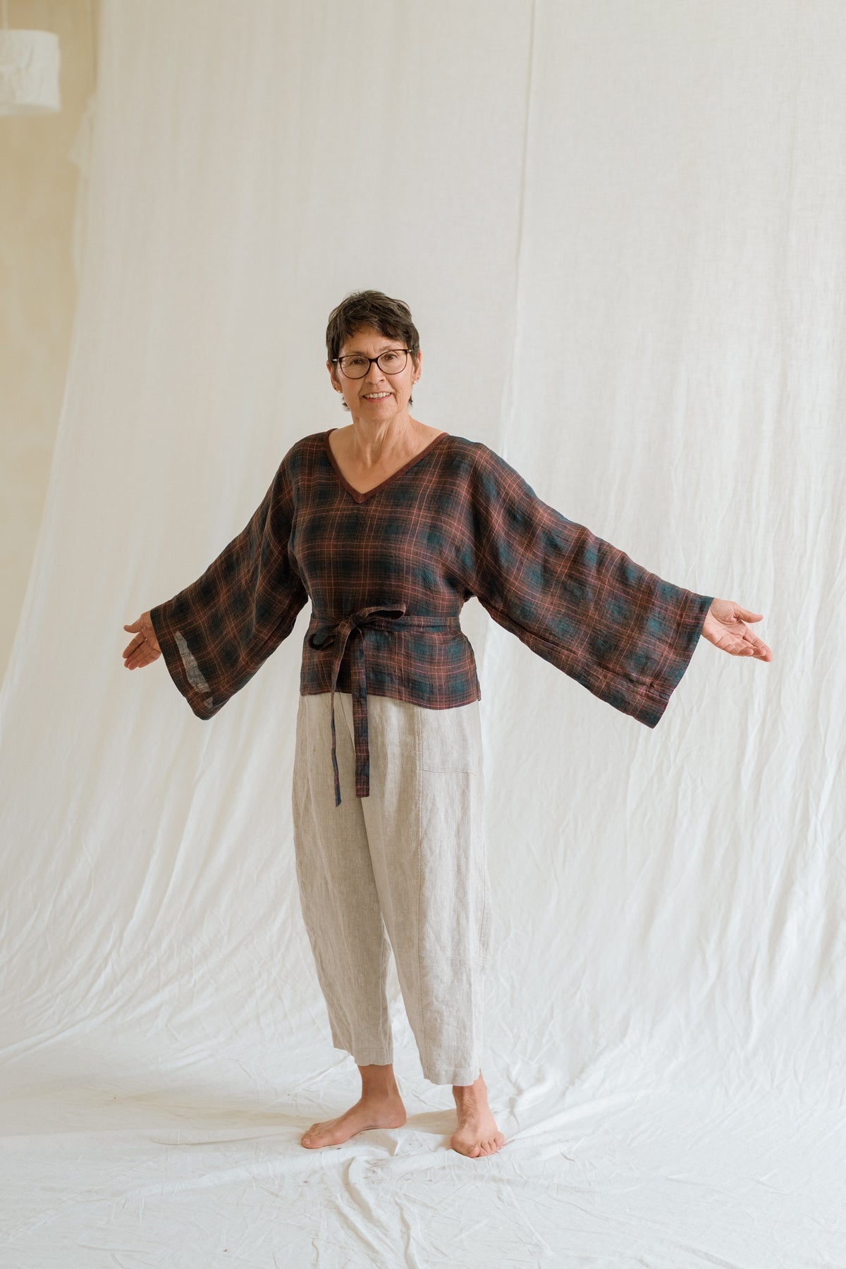 Plaid Kimono Top