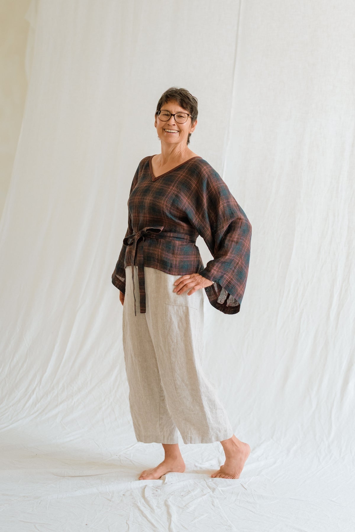 Plaid Kimono Top
