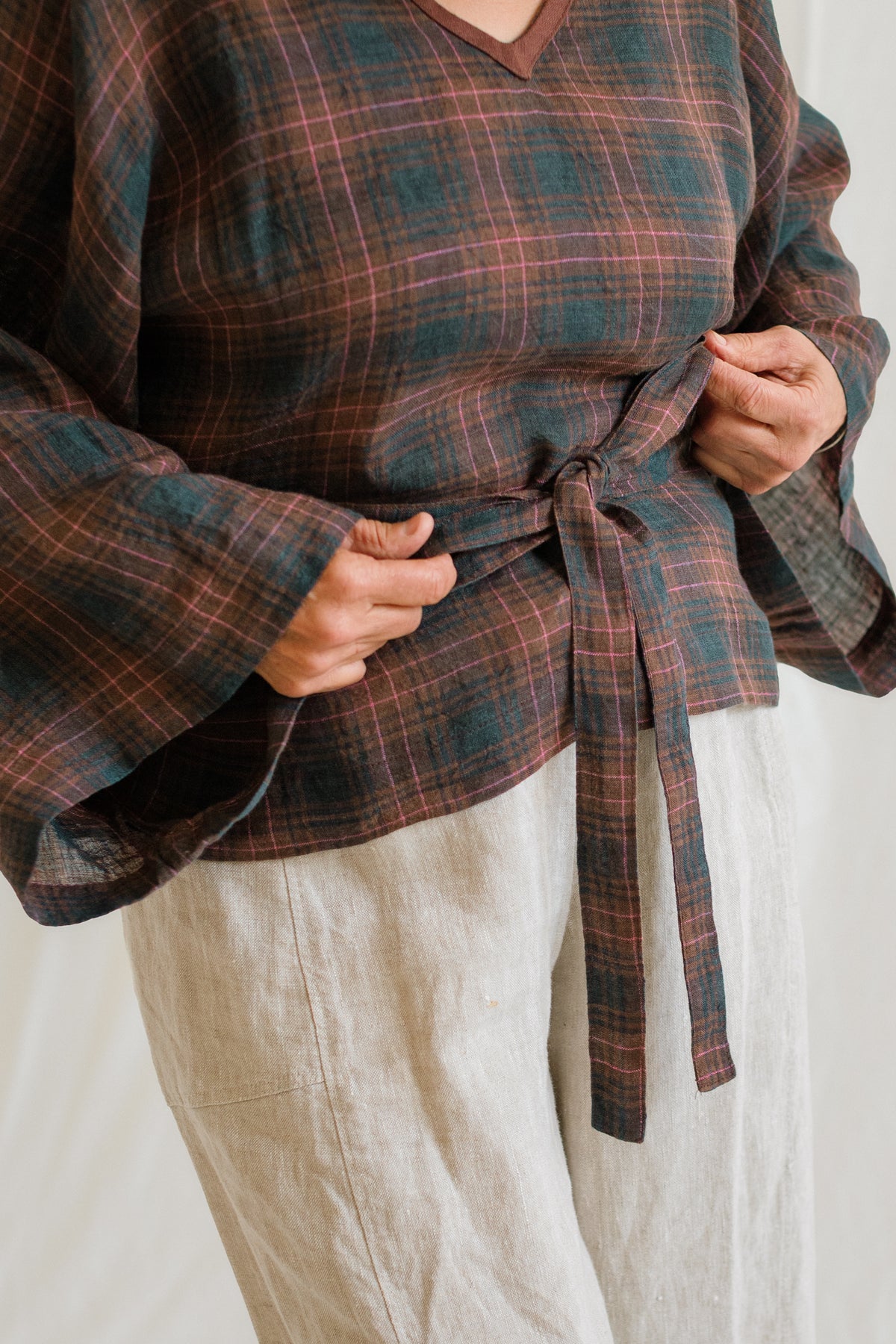 Plaid Kimono Top