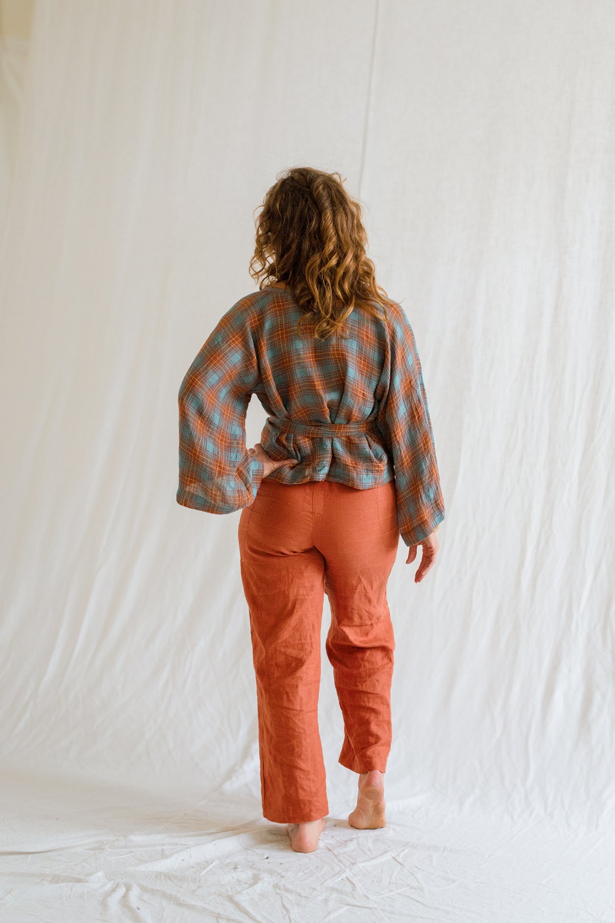 Plaid Kimono Top