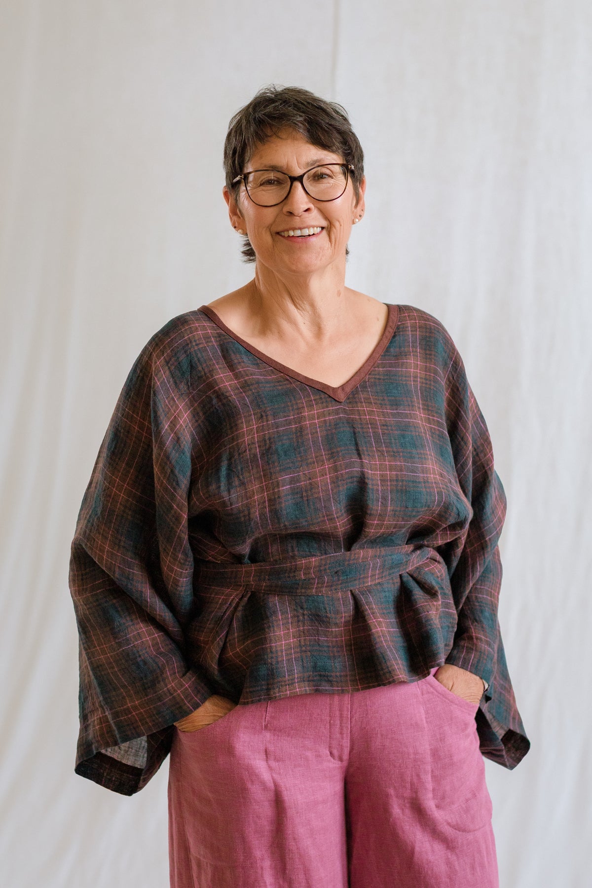 Plaid Kimono Top