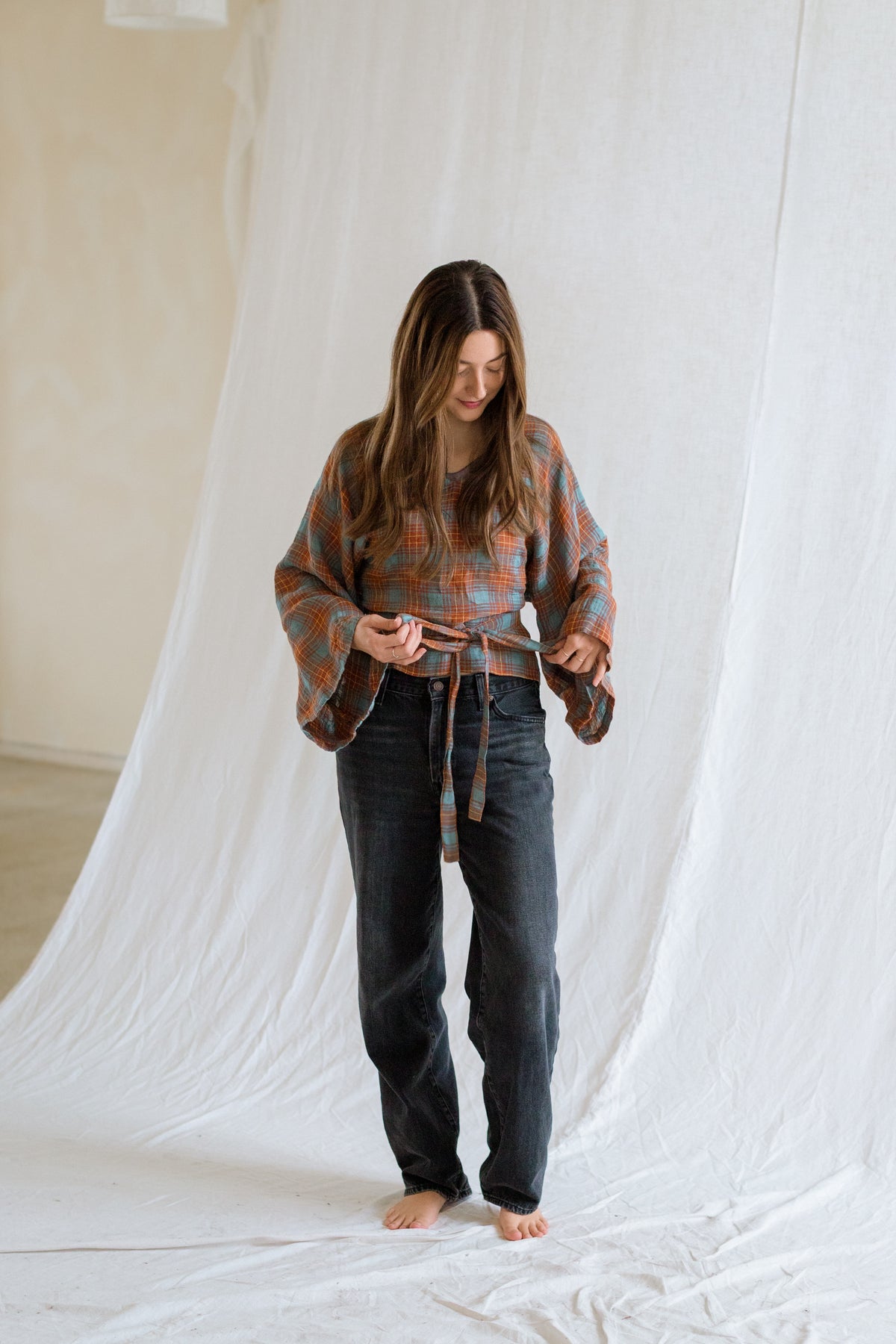 Plaid Kimono Top