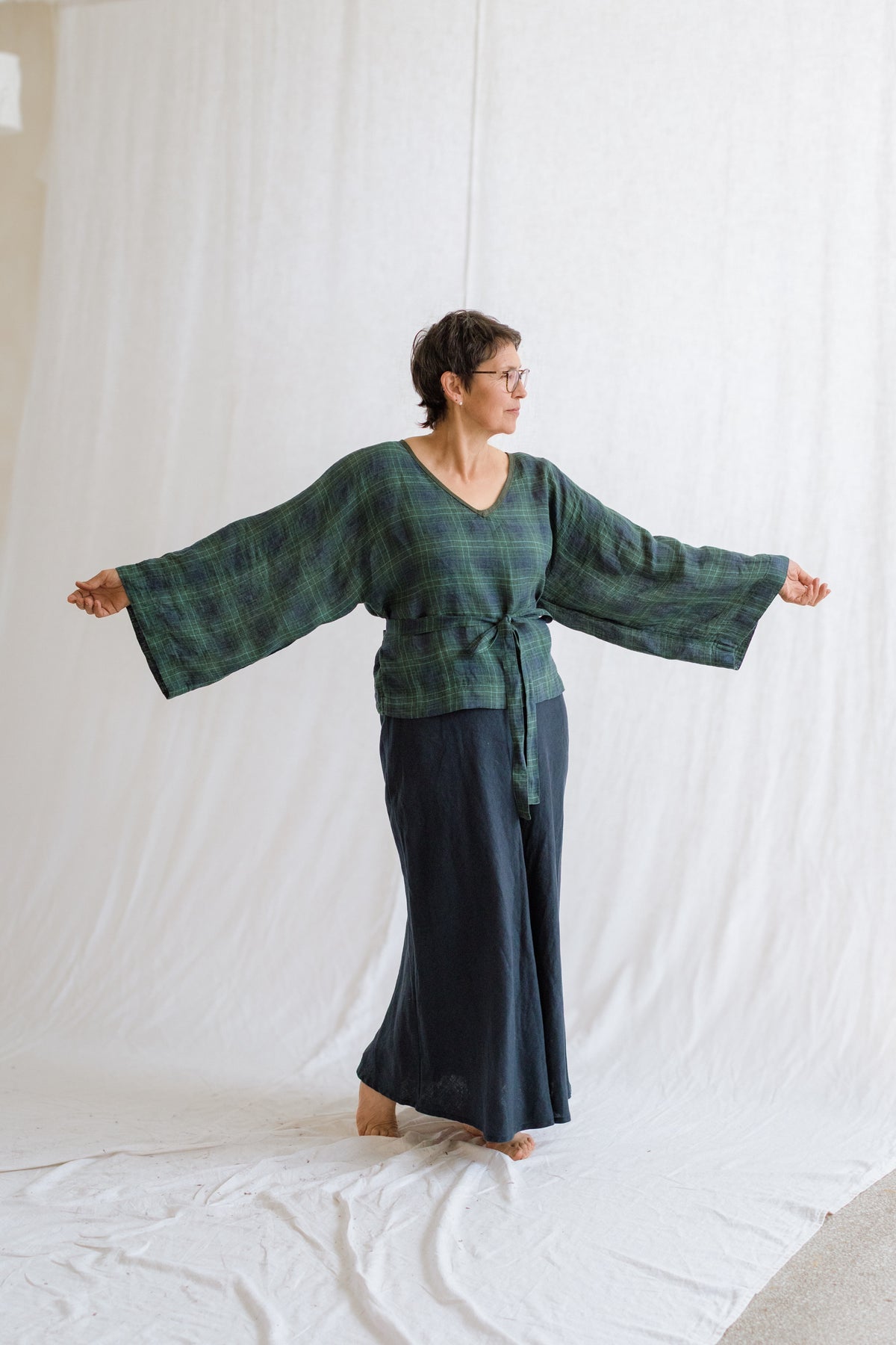 Plaid Kimono Top