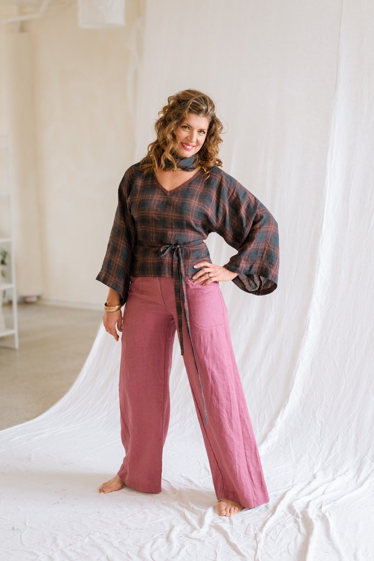 Plaid Kimono Top