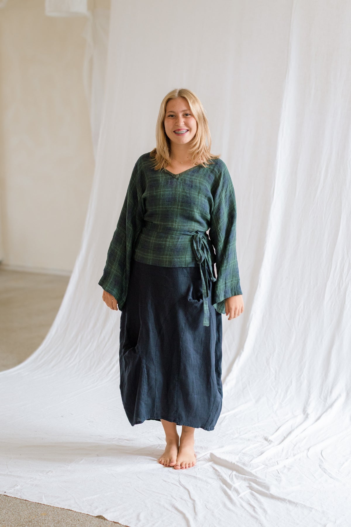 Plaid Kimono Top