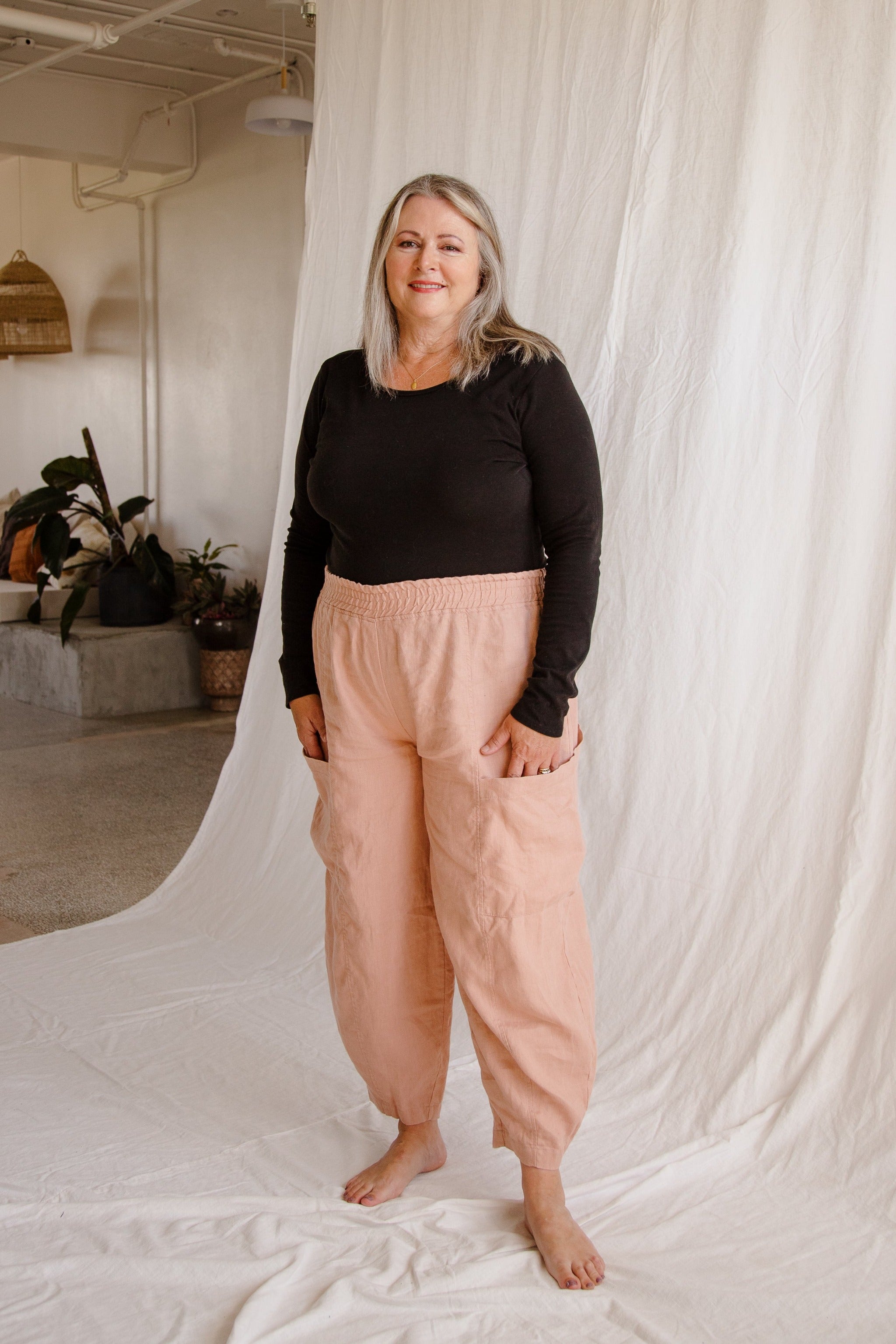 Plus size linen tops on sale sale